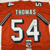 Autographed/Signed Zach Thomas Miami Orange Football Jersey JSA COA