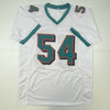 Autographed/Signed Zach Thomas Miami White Football Jersey JSA COA
