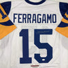 Autographed/Signed Vince Ferragamo Los Angeles LA White Football Jersey JSA COA by Hall of Fame Sports Memorabilia