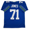 Autographed/Signed Walter Jones Seattle Blue Football Jersey JSA COA by Hall of Fame Sports Memorabilia