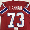 Autographed/Signed John Hannah HOF 91 New England Red Football Jersey JSA COA by Hall of Fame Sports Memorabilia