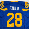 Autographed/Signed Marshall Faulk St. Louis Blue Football Jersey Beckett BAS COA by Hall of Fame Sports Memorabilia