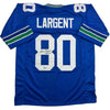 Autographed/Signed Steve Largent HOF 95 Seattle Blue Football Jersey Beckett BAS COA by Hall of Fame Sports Memorabilia