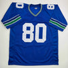 Autographed/Signed Steve Largent HOF 95 Seattle Blue Football Jersey Beckett BAS COA by Hall of Fame Sports Memorabilia