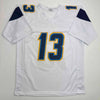 Autographed/Signed Keenan Allen Los Angeles LA White Football Jersey Beckett BAS COA by Hall of Fame Sports Memorabilia
