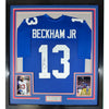 Framed Autographed/Signed Odell Beckham Jr. 35x39 New York Giants Blue Football Jersey JSA COA by Hall of Fame Sports Memorabilia