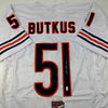 Autographed/Signed Dick Butkus Chicago White Football Jersey JSA COA by Hall of Fame Sports Memorabilia