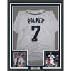 Framed Autographed/Signed Dean Palmer 35x39 Detroit White Baseball Jersey Beckett BAS COA