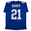 Autographed/Signed Tiki Barber New York Blue Football Jersey Beckett BAS COA by Hall of Fame Sports Memorabilia