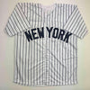 Autographed/Signed Tommy John New York Pinstripe Baseball Jersey Beckett BAS COA