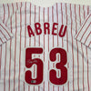 Autographed/Signed Bobby Abreu Philadelphia Pinstripe Baseball Jersey Beckett BAS COA