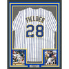 Framed Autographed/Signed Prince Fielder 35x39 Milwaukee White Pinstripe Baseball Jersey JSA COA