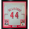 Framed Autographed/Signed Elly De La Cruz 35x39 Cincinnati Grey Baseball Jersey Beckett BAS COA