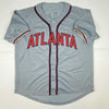 Autographed/Signed Ronald Acuna Jr. Atlanta Grey Baseball Jersey JSA COA