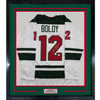 Framed Autographed/Signed Matt Boldy 35x39 Minnesota White Hockey Jersey Beckett BAS COA