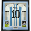 Framed Autographed/Signed Lionel Leo Messi 35x39 Argentina Blue Soccer Jersey Beckett BAS COA