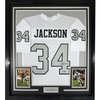 Framed Autographed/Signed Bo Jackson 35x39 Oakland White Color Rush Football Jersey JSA COA