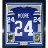 Framed Autographed/Signed Lenny Moore 35x39 HOF 75 Baltimore Blue Football Jersey JSA COA