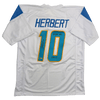 Autographed/Signed Justin Herbert 2020 ROY Los Angeles San Diego White Football Jersey Beckett BAS COA