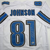 Autographed/Signed Calvin Johnson Detroit White Football Jersey JSA COA #2