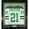 Framed Autographed/Signed Jason Robertson 35x39 Dallas White Hockey Jersey JSA COA