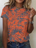 Women's Geometric Print Long Sleeve Loose Casual Tee by FitiqueFit