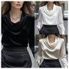 Elegant Satin Blouse - Women's Versatile Long Sleeve Shirt by FitiqueFit