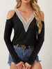V-Neck Cold Shoulder Long Sleeve T-Shirt by Wild and Free Boutique