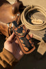 Patriot Damascus Folding Knife 7” opened – American Flag Handle with Leather Sheath by JW SteelCrafts
