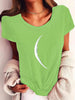 Wide Collar Printed T-Shirt – Casual Short Sleeve Top for Women by FitiqueFit