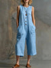 Women's Retro Sleeveless Wide-Leg Cropped Jumpsuit by FitiqueFit