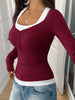 Contrast Long Sleeve Fake Two-Piece T-Shirt by Simply Love