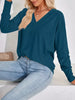 Plus Size V-Neck Textured Long Sleeve T-Shirt by Simply Love