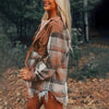 Women's Notch Lapel Check Print Long Sleeve Shirt by FitiqueFit