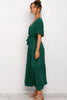 Front Tie Short Sleeve Tiered Midi Dress