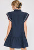 Classic Full Size Ruffled Sleeve Plus Size Dress Elegant & Feminine Chic Dress Dark Navy Women Dress by Stevvex