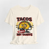 TACOS NOT TARIFFS Tee | taco pun, protest typography by Tristan’s Treehouse