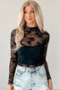 Apricot Pink Mock Neck Floral Lace Mesh Long Sleeve Top by Wild and Free Boutique