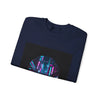 Neon Cyberpunk Skyline Sweatshirt | synthwave cityscape, future city art by Tristan’s Treehouse