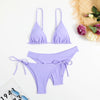 Essential Edge 3-Piece Bikini Set for Women – Solid Color High-Cut Triangle Top Two-Style Bottoms with Side Lace-Up Design & Quick-Drying Comfort – Versatile Women's Swimwear for Summer Pool Beach & Travel by Stevvex