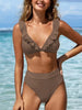New Elegance Curve V-Neck Bikini Set – Sleek Solid Color High Waist Swimsuit with High-Cut Leg and Delicate Lettuce Trim – Stretch Comfort and Easy-Care Two-Piece Swimwear for Women’s Poolside Style by Stevvex