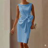 Women's Bow-Knot Sleeveless Midi Dress – High Waist A-Line by FitiqueFit