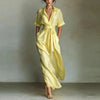 Women's Solid Color Waist-Slimming Maxi Dress — Flip Collar by FitiqueFit