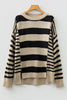 Black Stripe Drop Shoulder Sleeve Patchwork Baggy Sweater by Wild and Free Boutique