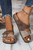 Coffee Two-tone Retro Buckle Straps Hollowed Faux Suede Slippers by Wild and Free Boutique