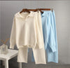 Solid Color Lapel Sweater Set for Women by FitiqueFit
