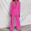 Lapel Button-Down Blazer & Straight-Leg Trousers Suit by FitiqueFit