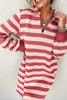 Classic Contrast Black Striped Collar Long Sleeve Mini Dress Stylish & Trendy Casual Dress for Women by Stevvex