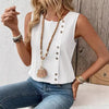 Women's Loose-Fit Round-Neck Cotton Tank Top – Casual Elegant Solid Color by FitiqueFit