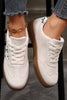 White Suede Leopard Color Block Trim Lace-up Casual Shoes by Wild and Free Boutique
